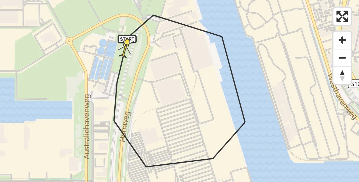 Routekaart van de vlucht: Lifeliner 1 naar Amsterdam Heliport, Westhaven