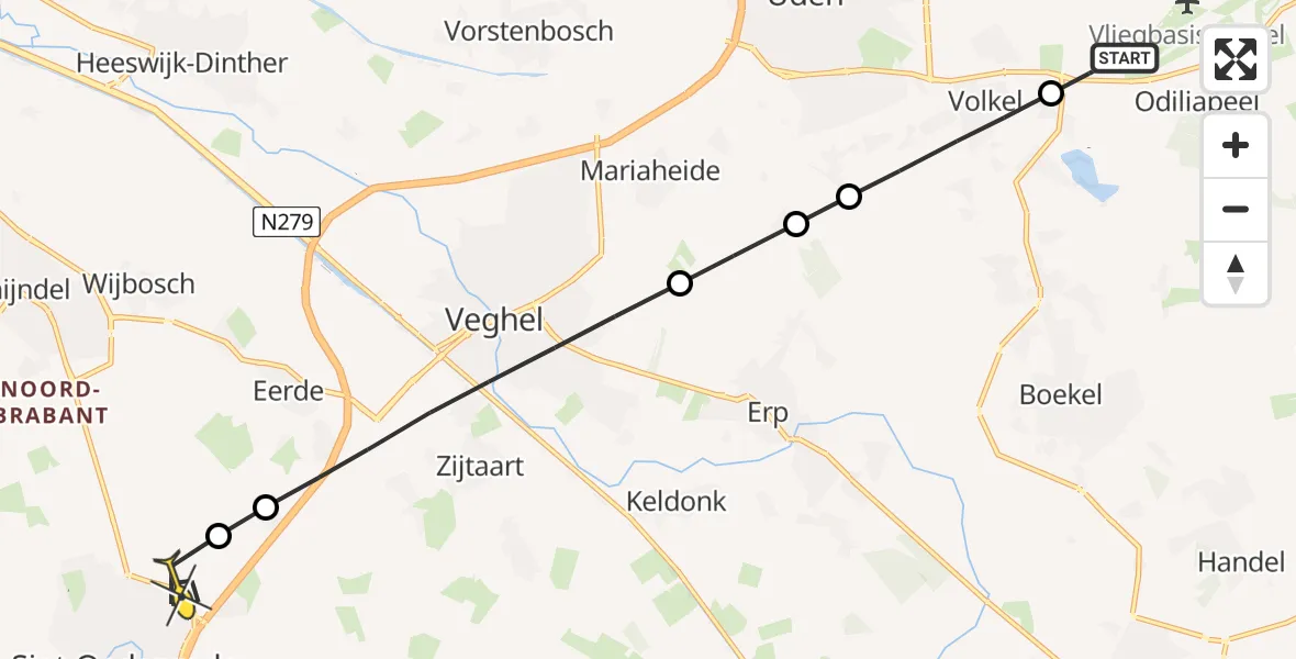 Routekaart van de vlucht: Lifeliner 3 naar Sint-Oedenrode, Antoniusstraat