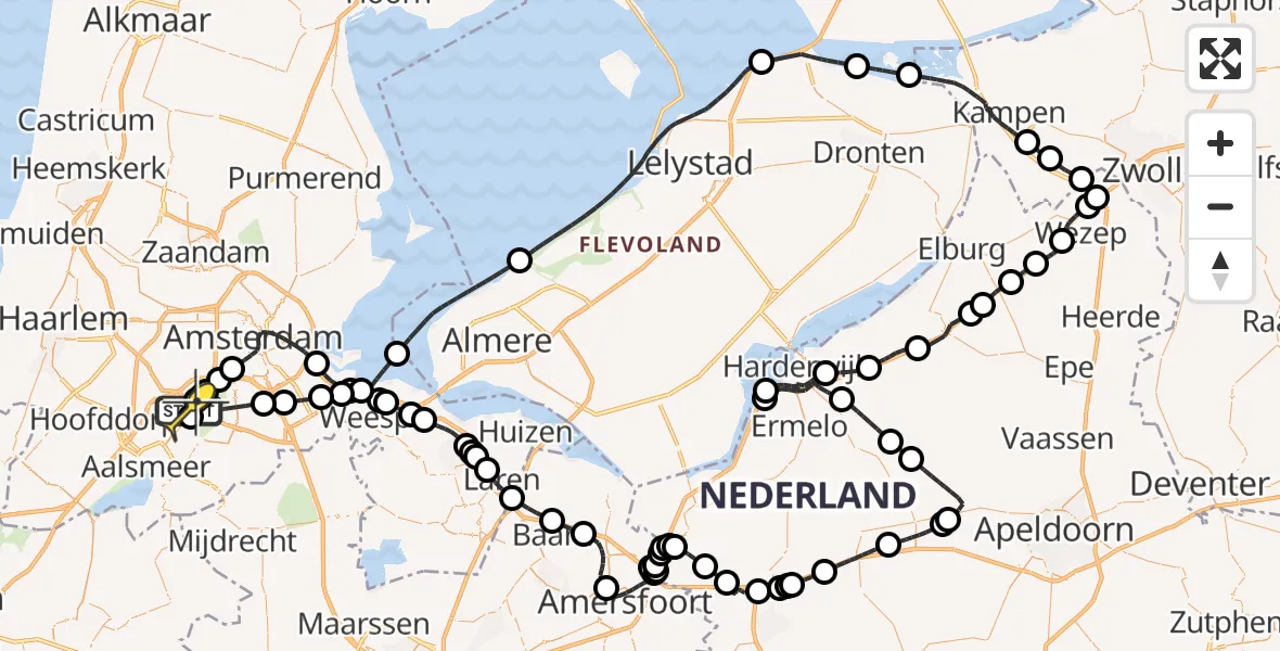 Routekaart van de vlucht: Politieheli naar Schiphol, Loevesteinse Randweg
