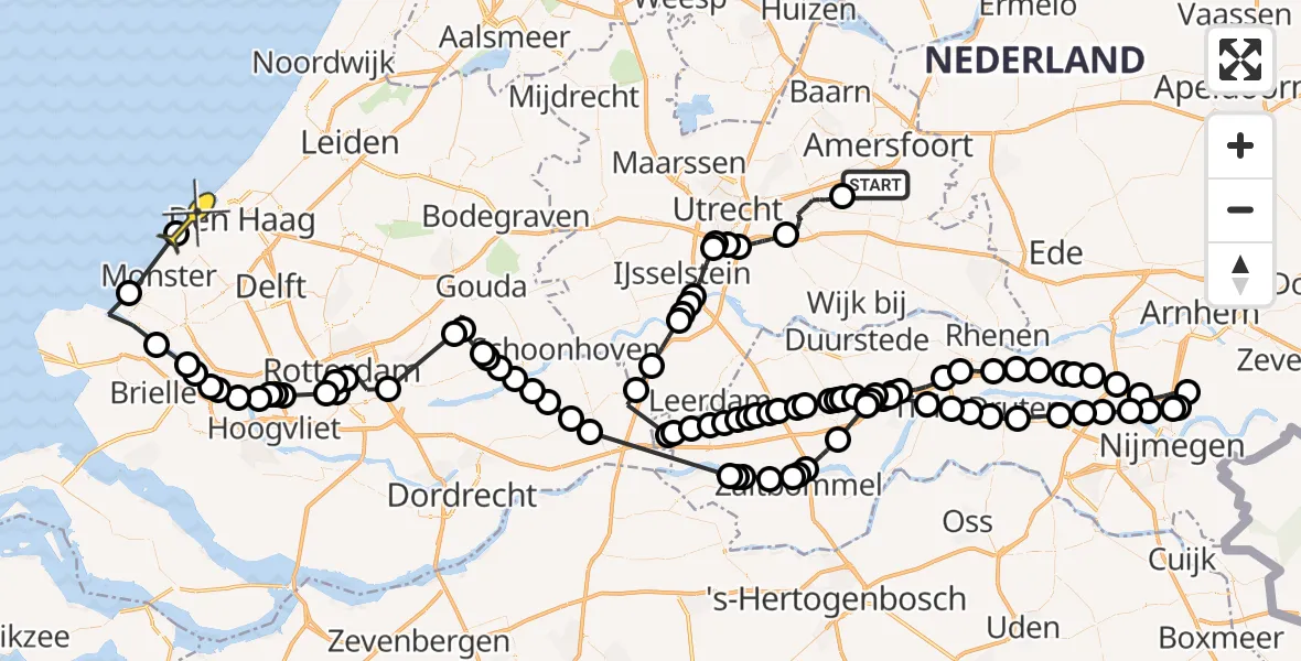 Routekaart van de vlucht: Politiehelikopter naar Den Haag, Doornseweg