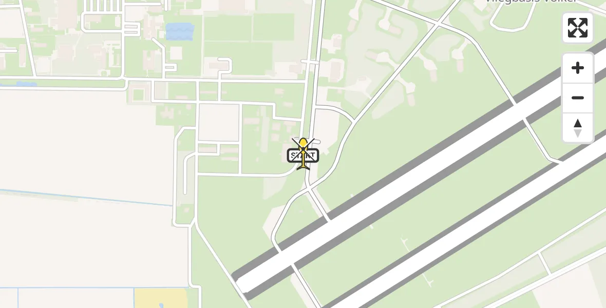 Routekaart van de vlucht: Politiehelikopter naar Vliegbasis Volkel, Zeelandsedijk