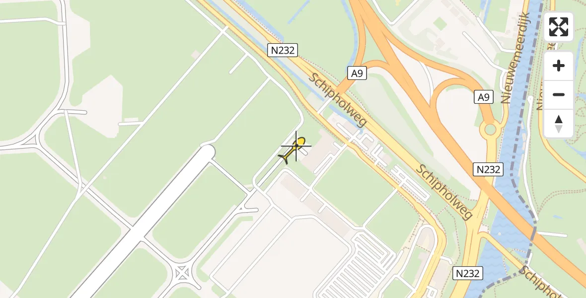Vluchtroute Politiehelikopter van Schiphol naar Schiphol