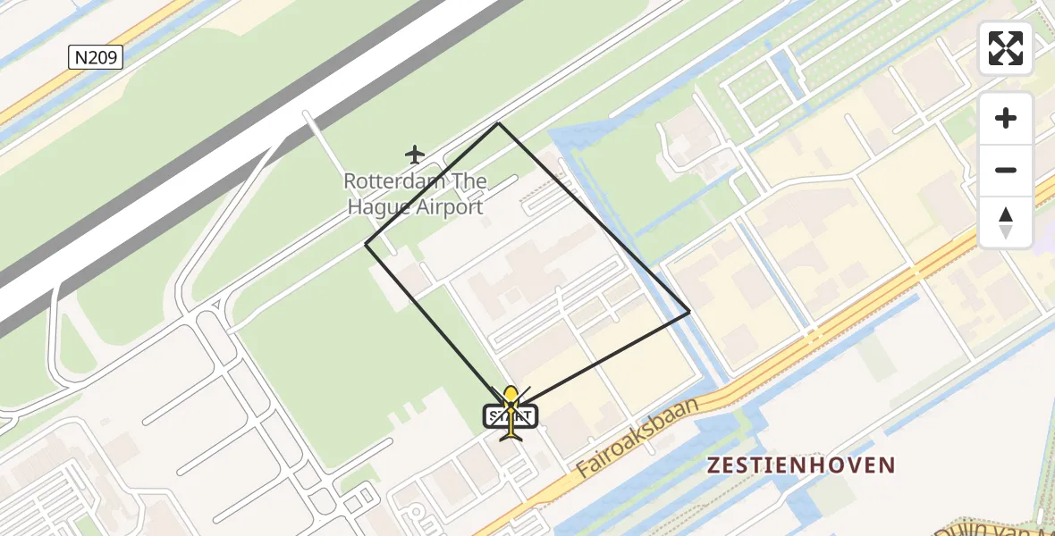 Routekaart van de vlucht: Lifeliner 2 naar Rotterdam The Hague Airport, Brandenburgbaan