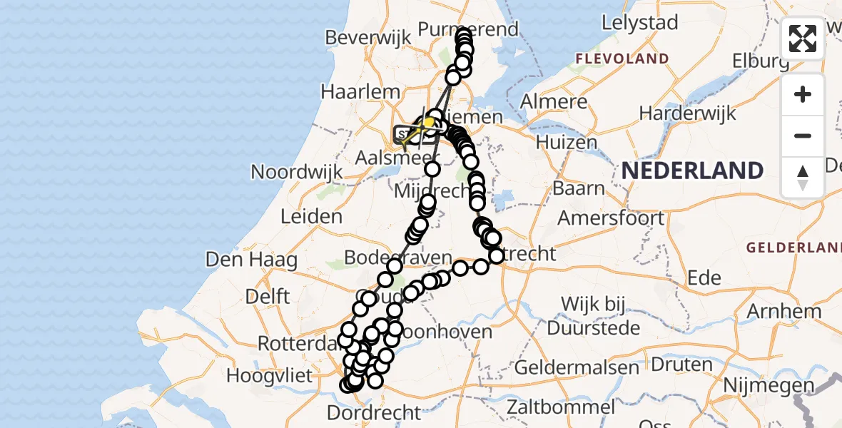 Vluchtroute Politiehelikopter van Schiphol naar Schiphol