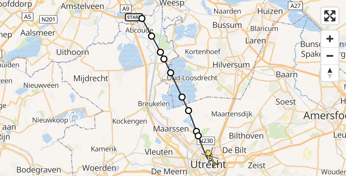 Routekaart van de vlucht: Lifeliner 1 naar Utrecht, Spengenpad