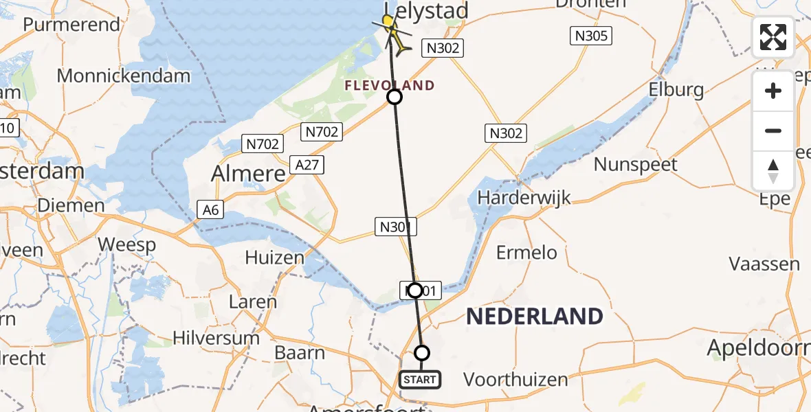 Routekaart van de vlucht: Lifeliner 1 naar Lelystad, Van Dijkhuizenstraat