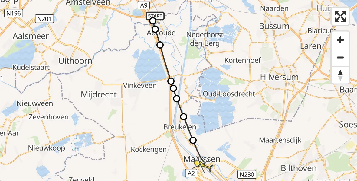 Routekaart van de vlucht: Lifeliner 1 naar Maarssen, Dominee Bleekerhof