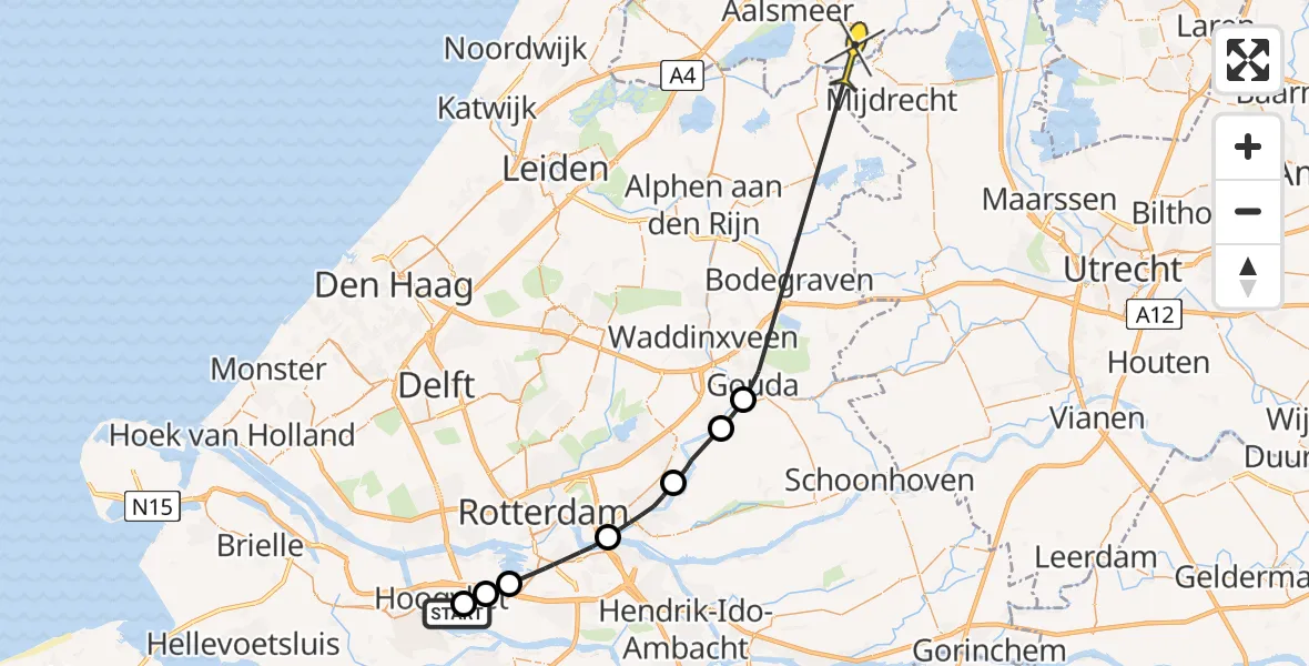 Routekaart van de vlucht: Politiehelikopter naar Uithoorn, Slotvalkensteinsedijk