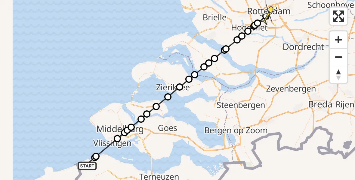 Routekaart van de vlucht: Lifeliner 2 naar Erasmus MC, Sint Bavodijk