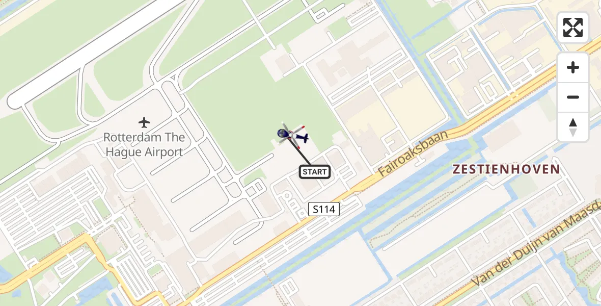Vluchtroute Politiehelikopter van Rotterdam The Hague Airport naar Rotterdam The Hague Airport