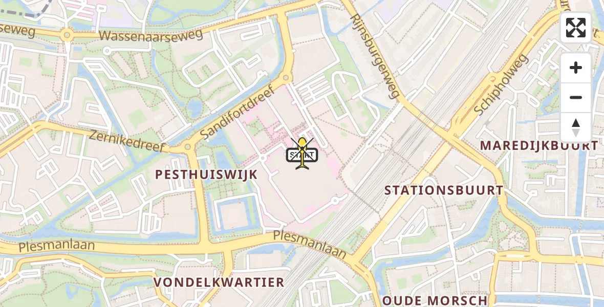 Routekaart van de vlucht: Lifeliner 2 naar Leiden, Albinusdreef