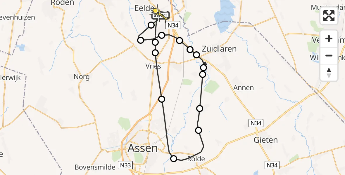 Routekaart van de vlucht: Lifeliner 4 naar Groningen Airport Eelde, Moespot