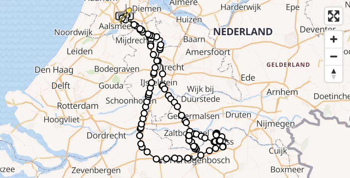 Routekaart van de vlucht: Politieheli naar Schiphol, Schipholweg