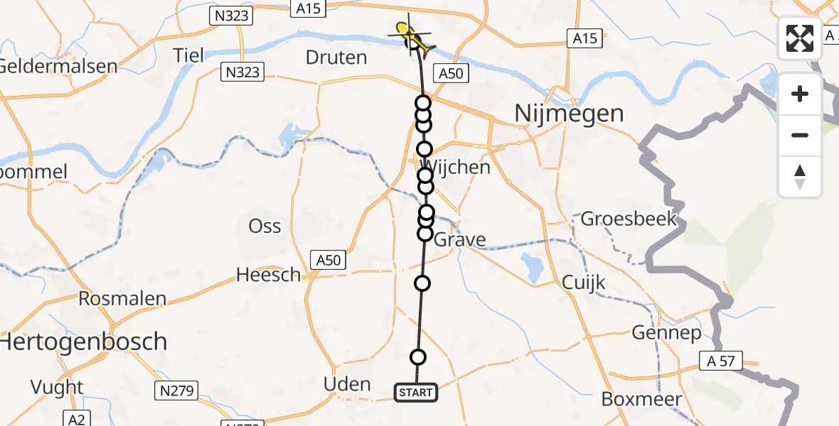 Routekaart van de vlucht: Lifeliner 3 naar Dodewaard, Houtvennen