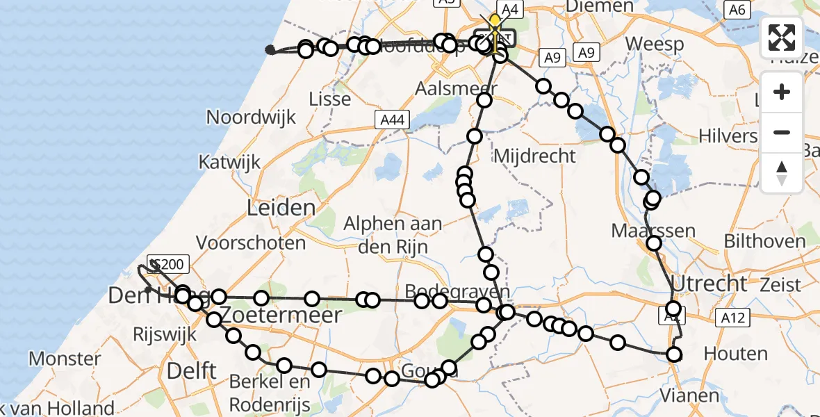 Routekaart van de vlucht: Politieheli naar Schiphol, Walaardt Sacréstraat