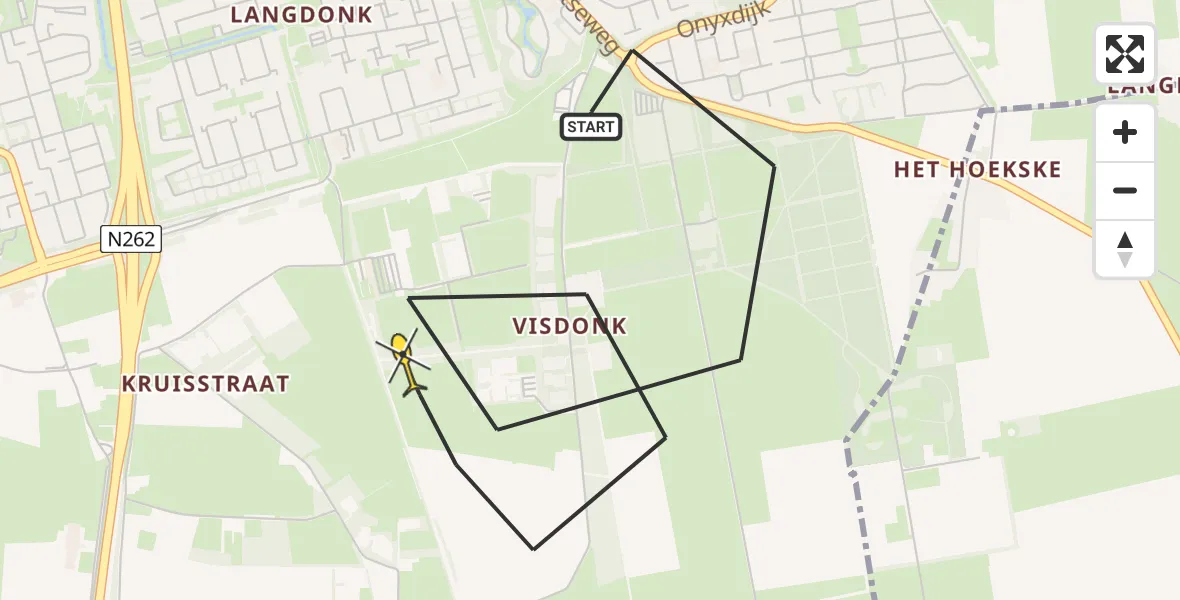 Routekaart van de vlucht: Lifeliner 2 naar Roosendaal, Rozenvendreef