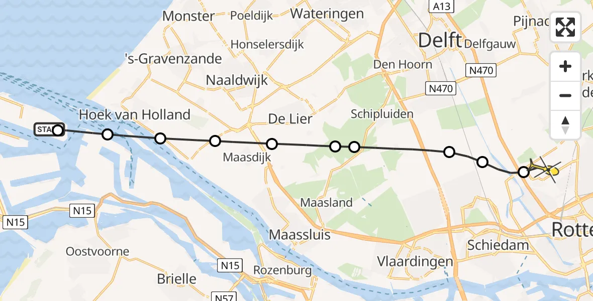 Routekaart van de vlucht: Lifeliner 2 naar Rotterdam The Hague Airport, Innocent Drinks