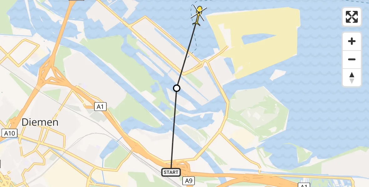 Routekaart van de vlucht: Politiehelikopter naar Amsterdam, Nico Jessekade