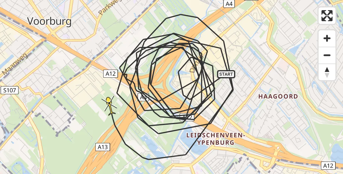 Vluchtroute Politiehelikopter van Den Haag naar Den Haag