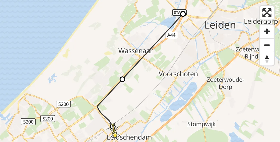Routekaart van de vlucht: Politiehelikopter naar Leidschendam, Rijksstraatweg