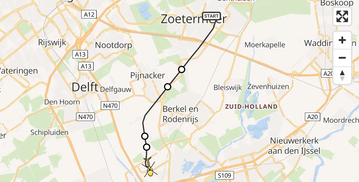 Routekaart van de vlucht: Lifeliner 2 naar Rotterdam The Hague Airport, Darwinstraat