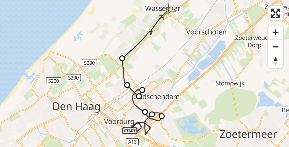 Routekaart van de vlucht: Politieheli naar Wassenaar, Schrepelpad