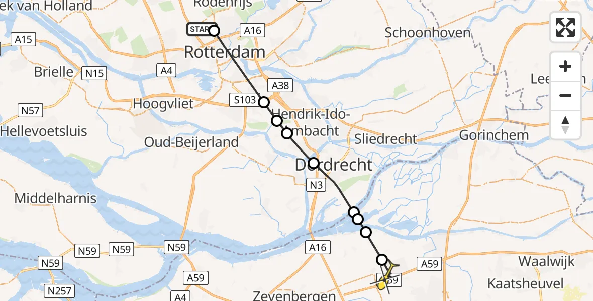 Routekaart van de vlucht: Lifeliner 2 naar Wagenberg, Brandenburgbaan