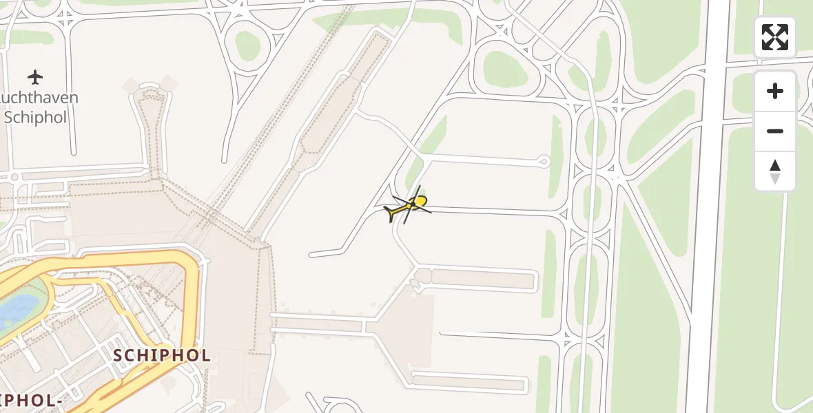 Routekaart van de vlucht: Politieheli naar Luchthaven Schiphol