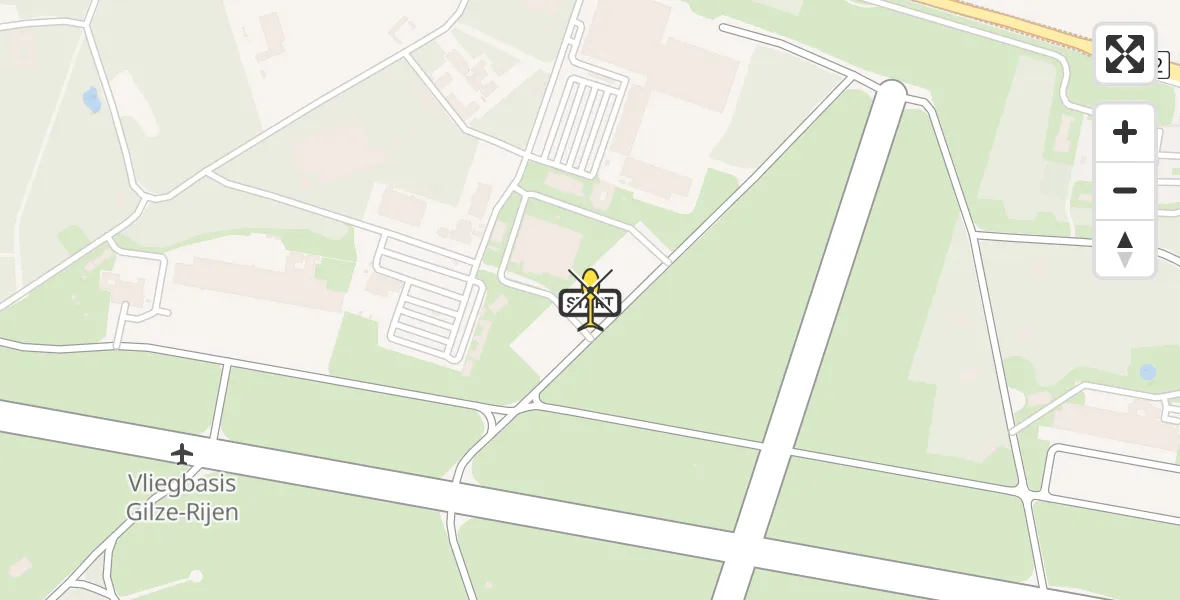 Routekaart van de vlucht: Lifeliner 2 naar Vliegbasis Gilze-Rijen, Rijksweg
