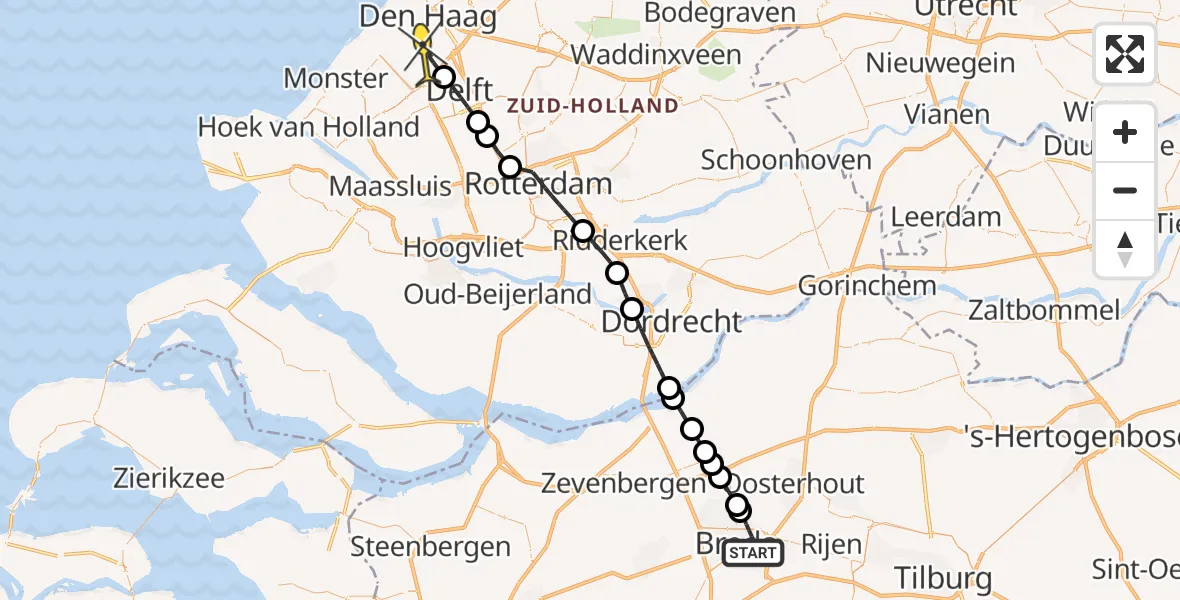 Routekaart van de vlucht: Lifeliner 2 naar Rijswijk, Kapittelweg