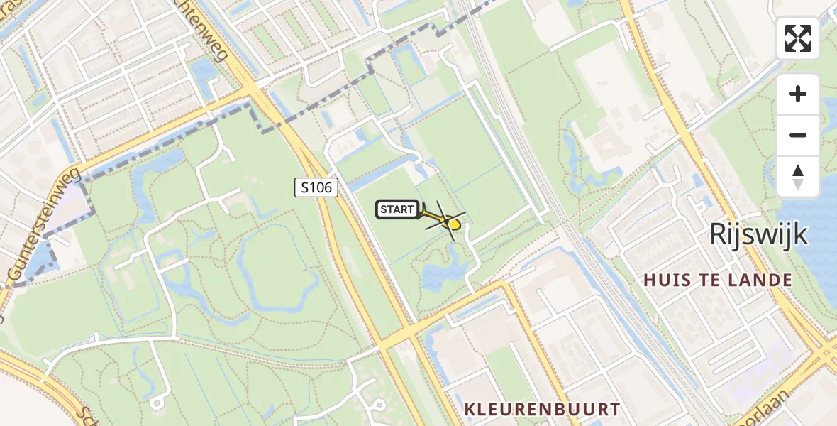 Routekaart van de vlucht: Lifeliner 2 naar Rijswijk, Kruisvaarderspark