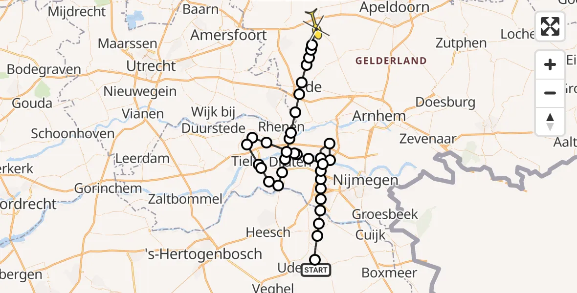 Routekaart van de vlucht: Lifeliner 3 naar Stroe, Millsebaan