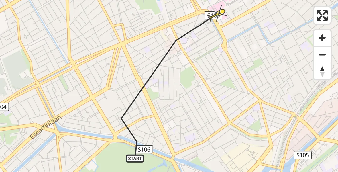 Routekaart van de vlucht: Lifeliner 2 naar Den Haag, Henriëtte Roland Holstweg