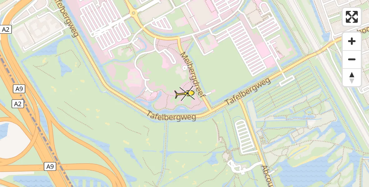 Routekaart van de vlucht: Lifeliner 1 naar Academisch Medisch Centrum (AMC)