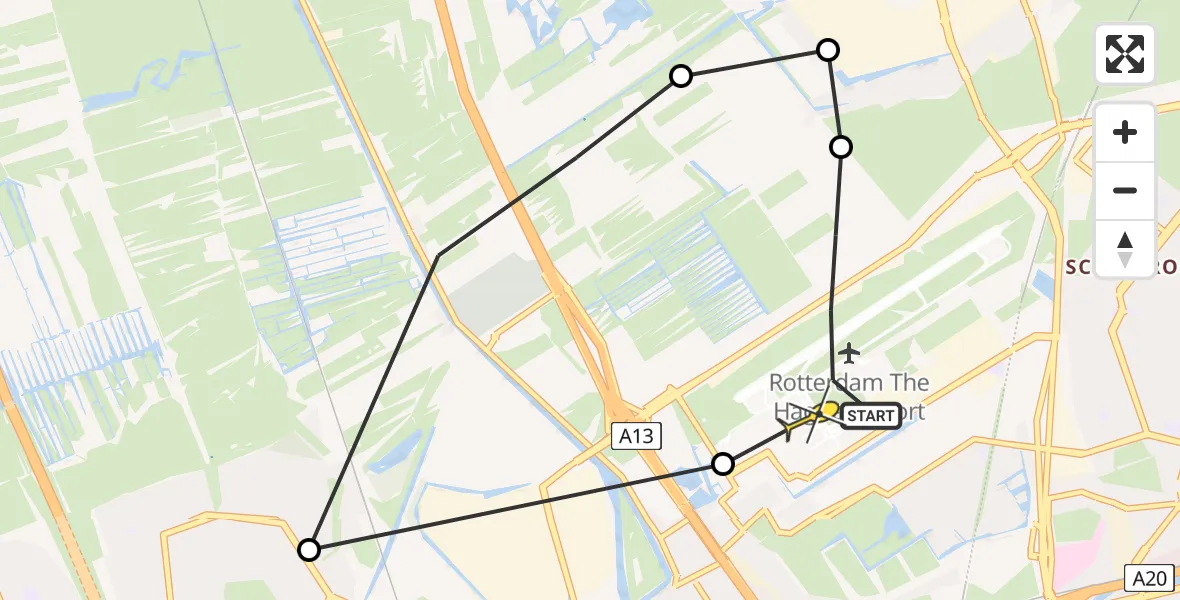 Routekaart van de vlucht: Lifeliner 2 naar Rotterdam The Hague Airport, A16 Rotterdam