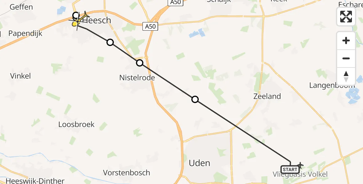Routekaart van de vlucht: Lifeliner 3 naar Heesch, Karlingerweg