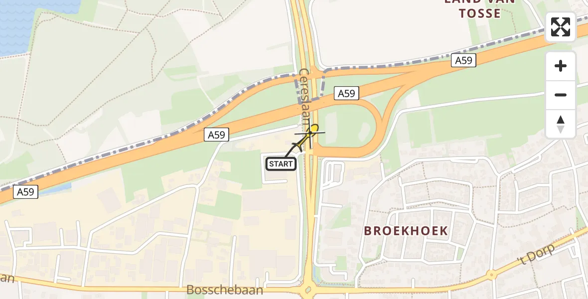 Routekaart van de vlucht: Lifeliner 3 naar Heesch, Cereslaan