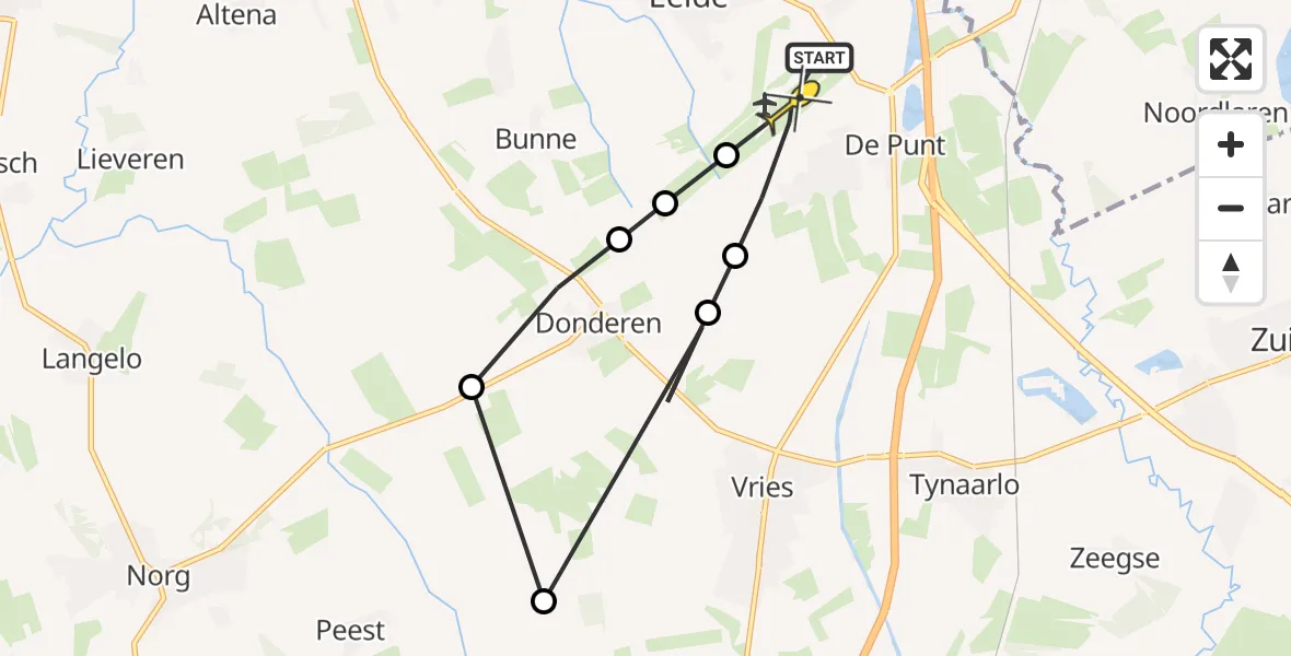 Routekaart van de vlucht: Lifeliner 4 naar Groningen Airport Eelde, Hondstong