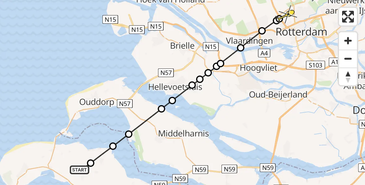Routekaart van de vlucht: Lifeliner 2 naar Rotterdam The Hague Airport, Papeweg