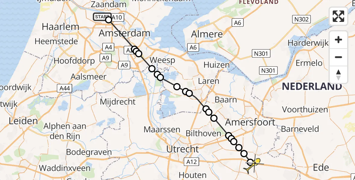 Routekaart van de vlucht: Lifeliner 1 naar Maarsbergen, Kajuitpad