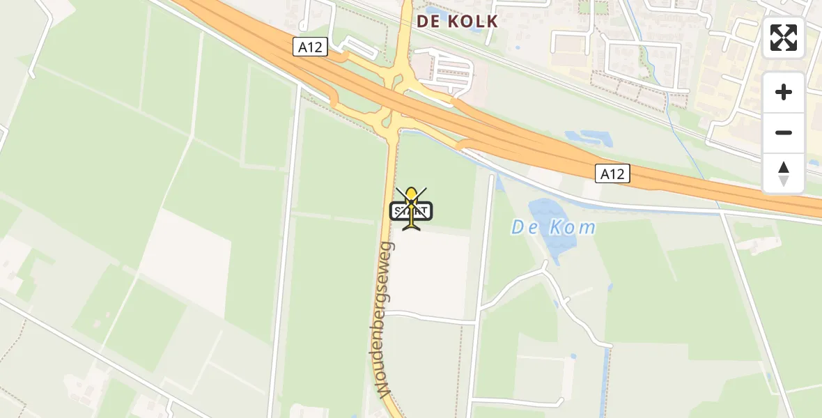 Routekaart van de vlucht: Lifeliner 1 naar Maarsbergen, Woudenbergseweg