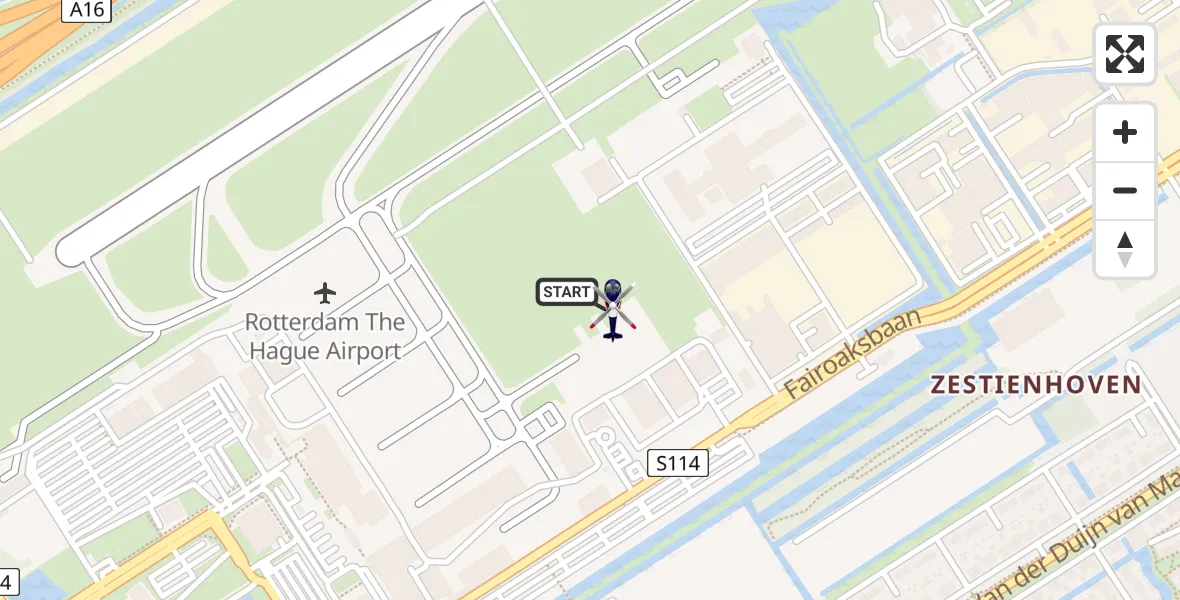 Vluchtroute Politiehelikopter van Rotterdam The Hague Airport naar Rotterdam The Hague Airport