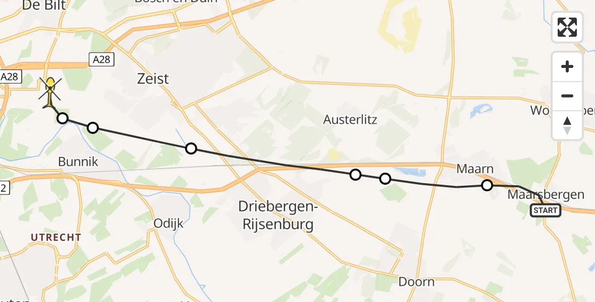 Routekaart van de vlucht: Lifeliner 1 naar Universitair Medisch Centrum Utrecht, Tuindorpweg
