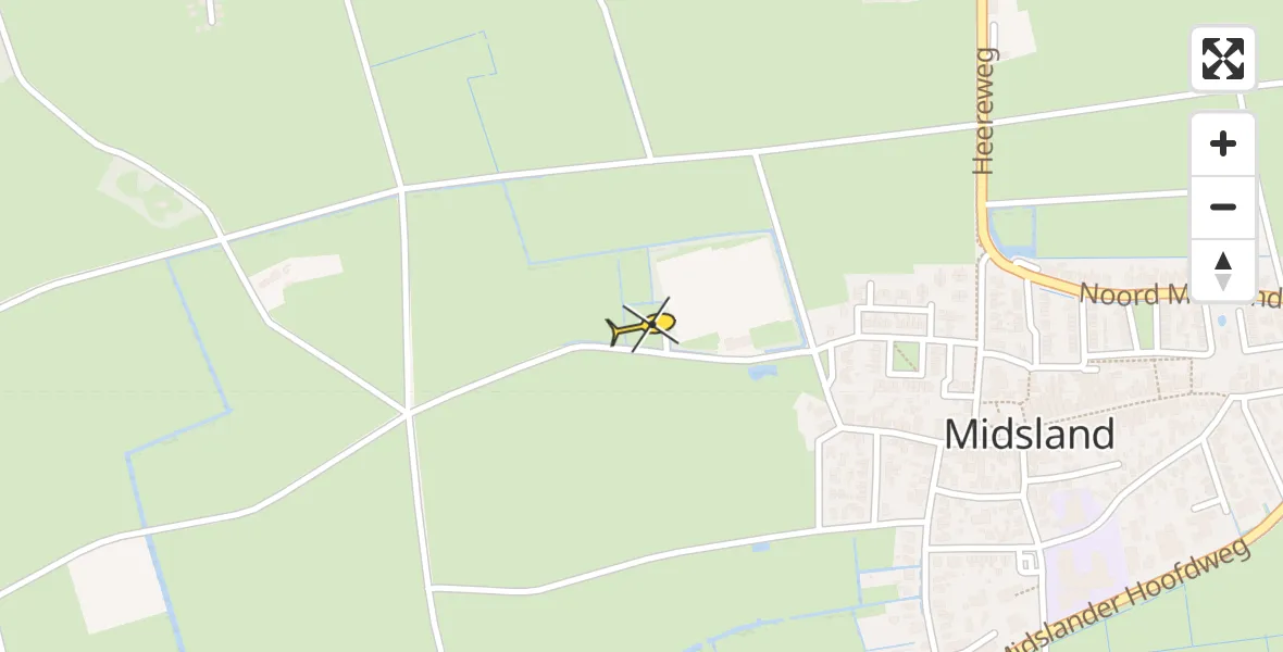 Routekaart van de vlucht: Ambulancehelikopter naar Midsland
