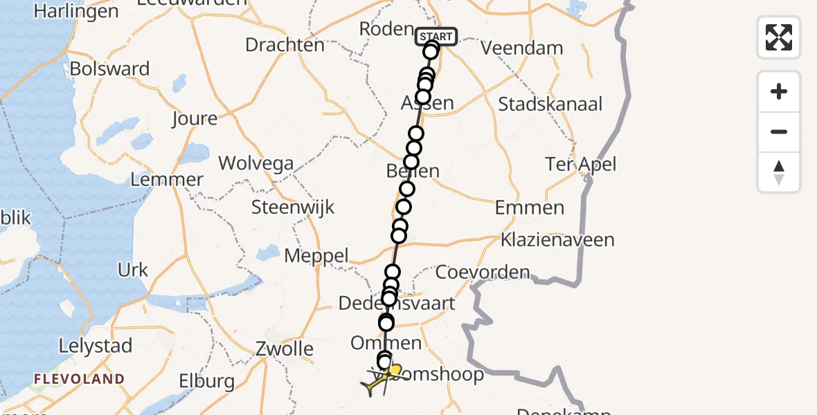 Routekaart van de vlucht: Lifeliner 4 naar Lemele, Vissersweg