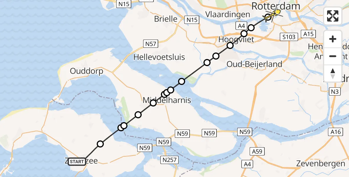 Routekaart van de vlucht: Lifeliner 2 naar Erasmus MC, De Brauwstraat