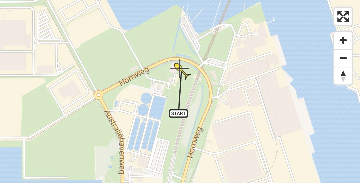 Routekaart van de vlucht: Lifeliner 1 naar Amsterdam Heliport, Hornweg
