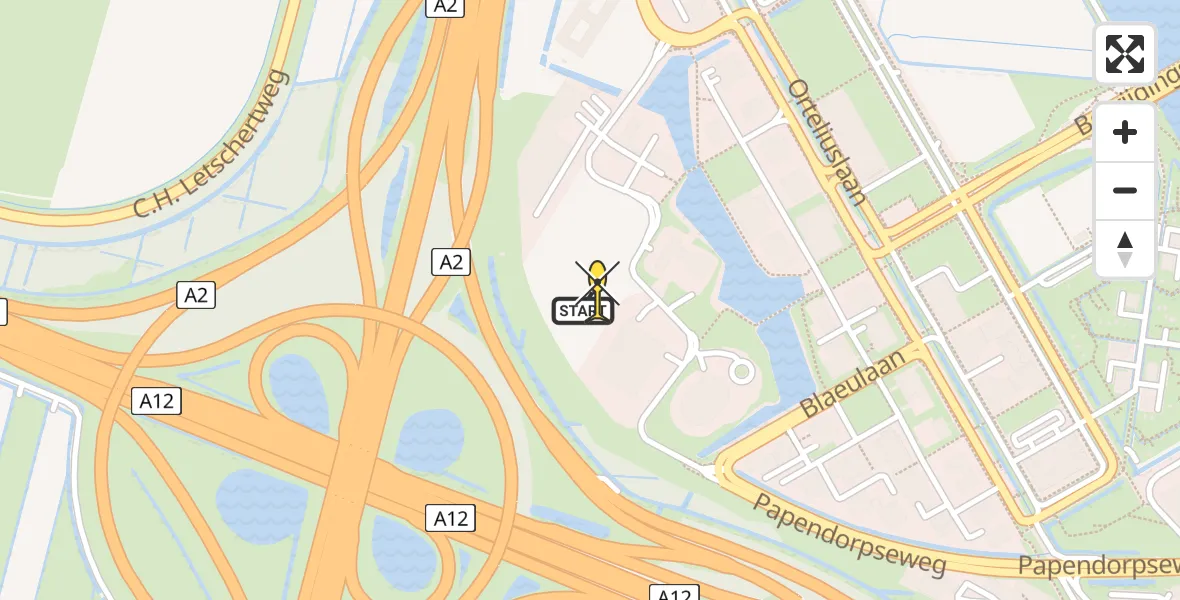 Routekaart van de vlucht: Politiehelikopter naar Utrecht, Van Deventerlaan