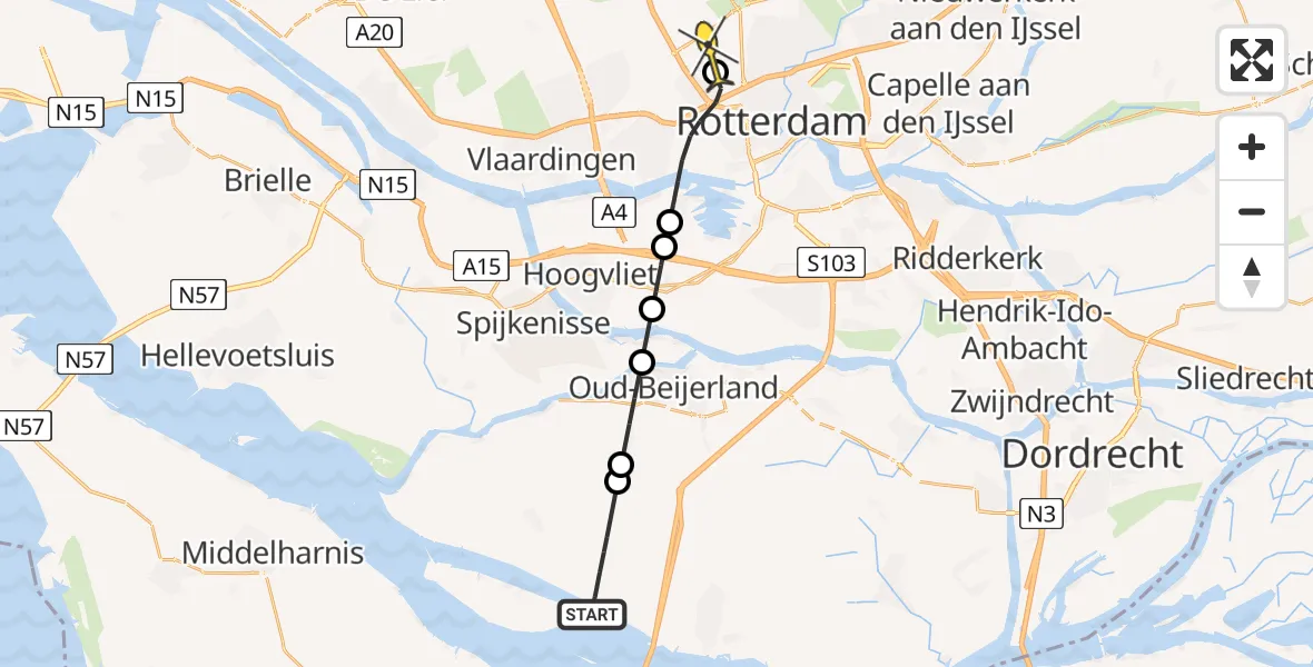 Routekaart van de vlucht: Lifeliner 2 naar Rotterdam The Hague Airport, Hofstee