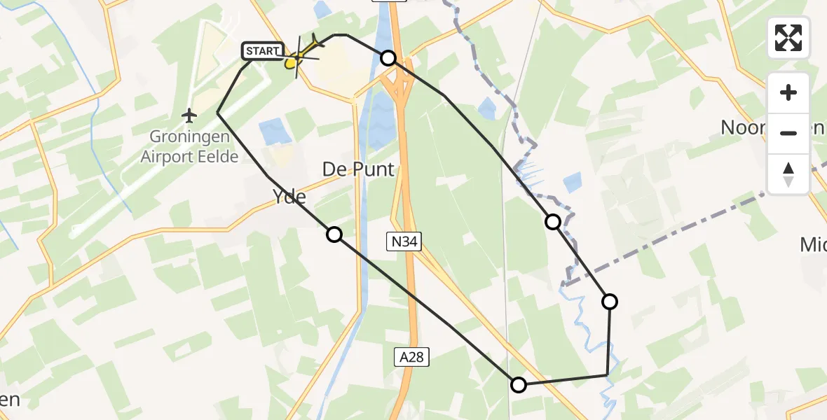 Routekaart van de vlucht: Lifeliner 4 naar Groningen Airport Eelde, Duinstraat